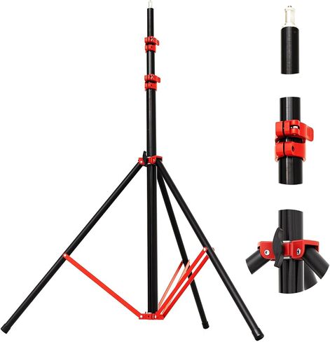 Ambitful GM280 Light Stand 9.18ft Aluminum Tripod, Yellow | Air cushioned heavy duty, Intermediate Stand,1/4 and 3/8 inch screw, for softbox ring light, studio photography, foldable in Kuwait