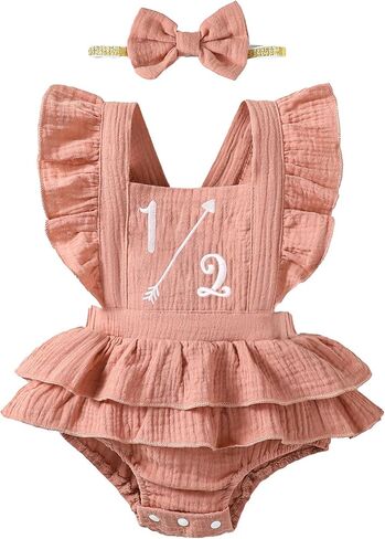Baby Girls Half Birthday Outfit Infant 1/2 Birthday Clothes Romper Half Way to One Bodysuit in Saudi Arabia