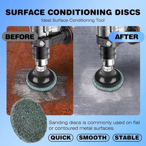 92PCS 2 Inch Quick Change Sanding Discs Set:90PCS Surface Conditioning Pneumatic/Die Grinder Sanding Discs with 1/4" Roll Lock Holder Pad for Metal Strip Clean Polish Burr Finish (Fine Medium Coarse) | 3-Grit Roll-Lock Sanding Discs with 1/4" Round & Hex  in Kuwait