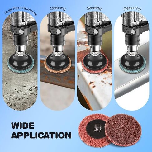 92PCS 2 Inch Quick Change Sanding Discs Set:90PCS Surface Conditioning Pneumatic/Die Grinder Sanding Discs with 1/4" Roll Lock Holder Pad for Metal Strip Clean Polish Burr Finish (Fine Medium Coarse) | 3-Grit Roll-Lock Sanding Discs with 1/4" Round & Hex  in Kuwait