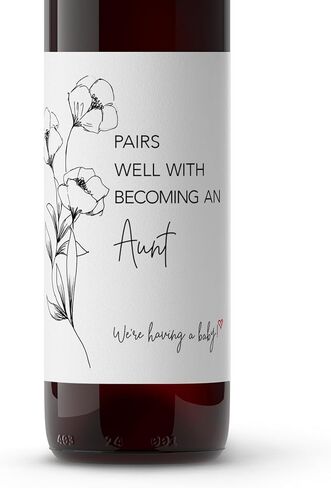 Pairs Well With Becoming an Aunt ● SET of 4 ● GENDER NEUTRAL Pregnancy Announcement Wine Labels, Baby Announcement Friends Sisters Label Pregnancy Reveal, Alternative Card Onesie (Balloons Pink Blue) in Kuwait