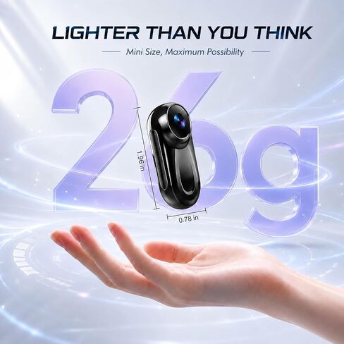 Mini Body Camera 1080P, 512G Thumb Action Camera, Portable Sports Cam with Magnetic & 360° Clip, Tiny Size, Mount Anywhere, Hands-Free Recording for Motorcycle/Sports/Bike/Pet (SD Card Not Included) in Kuwait
