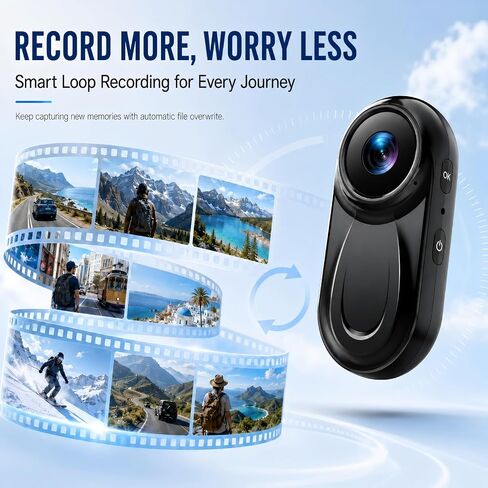 Mini Body Camera 1080P, 512G Thumb Action Camera, Portable Sports Cam with Magnetic & 360° Clip, Tiny Size, Mount Anywhere, Hands-Free Recording for Motorcycle/Sports/Bike/Pet (SD Card Not Included) in Kuwait