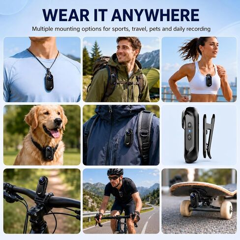 Mini Body Camera 1080P, 512G Thumb Action Camera, Portable Sports Cam with Magnetic & 360° Clip, Tiny Size, Mount Anywhere, Hands-Free Recording for Motorcycle/Sports/Bike/Pet (SD Card Not Included) in Kuwait