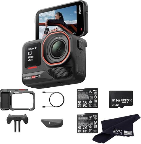 Insta360 Ace Pro 2 Dual Battery Xplorer Bundle - 8K Waterproof Action Camera Co-Engineered with Leica, Flagship 1/1.3" Sensor, 8K30fps, 4K60fps, 2.5" Flip Screen, AI Noise Reduction in Kuwait