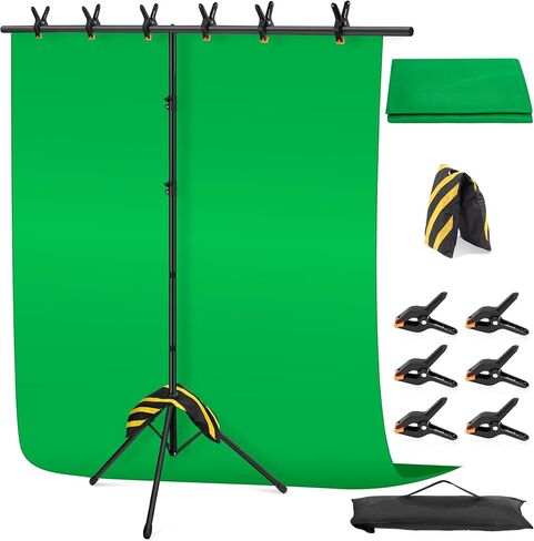 Green Screen Backdrop Kit 8X7.2ft,Portable greenscreen Background with Stand,Adjustable T-Shape Photo Backdrop Stand for Photography, Streaming,Video,Studio,Party,Zoom in Kuwait