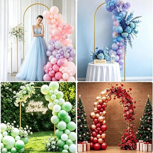 6 FT Wedding Arch Backdrop Stand, Balloon Arch Stand for Wedding Ceremony | with Square Base Ground Nails, Gold Metal Arch Frame for Graduation, Photo Booth, Baby Showers, Birthday Party Decoration in Kuwait