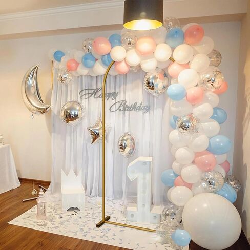 6 FT Wedding Arch Backdrop Stand, Balloon Arch Stand for Wedding Ceremony | with Square Base Ground Nails, Gold Metal Arch Frame for Graduation, Photo Booth, Baby Showers, Birthday Party Decoration in Kuwait
