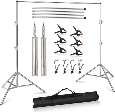 Photo Backdrop Stand 8.5 x10Ft Stainless Steel Heavy Duty Back Drop Adjustable Stand with Clamps Clips Carry Bag, Background Support System Kit, Backdrop Frame for Photography, Party, Wedding in Kuwait