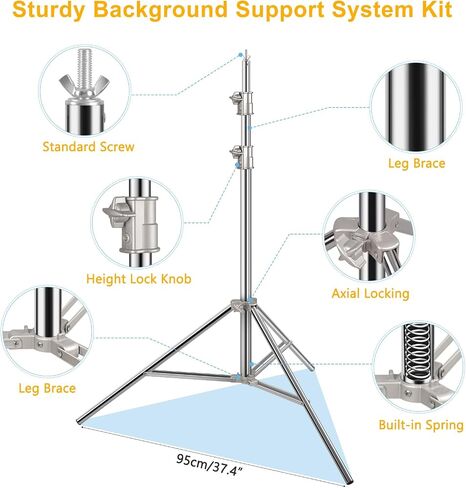 Photo Backdrop Stand 8.5 x10Ft Stainless Steel Heavy Duty Back Drop Adjustable Stand with Clamps Clips Carry Bag, Background Support System Kit, Backdrop Frame for Photography, Party, Wedding in Kuwait