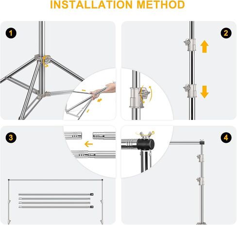 Photo Backdrop Stand 8.5 x10Ft Stainless Steel Heavy Duty Back Drop Adjustable Stand with Clamps Clips Carry Bag, Background Support System Kit, Backdrop Frame for Photography, Party, Wedding in Kuwait