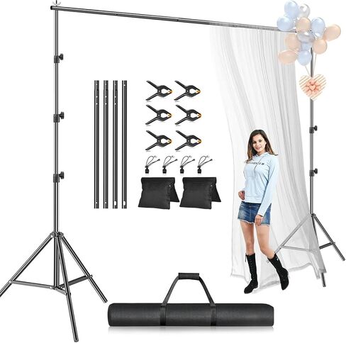 EMART Photo Backdrop Stand kit, 6.9 x 10 ft Back Drop Adjustable Frame for Photography, Photoshoot Banner Background Support Holder for Parties Dectoration in Saudi Arabia