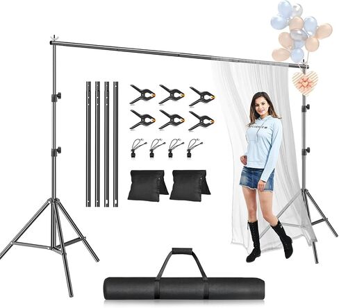 EMART Photo Backdrop Stand kit, 10 x 12 ft Back Drop Adjustable Frame for Photography, Photoshoot Banner Background Support Holder for Parties Dectoration in Kuwait