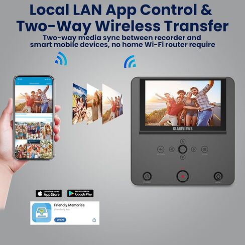 Video Recorder Converter | HDMI/AV to USB/SD Card | Convert VHS, DVD, Camcorder to Digital MP4 | Wireless File Transfer via Mobile APP | Media Player with TV Output（Black） in Kuwait