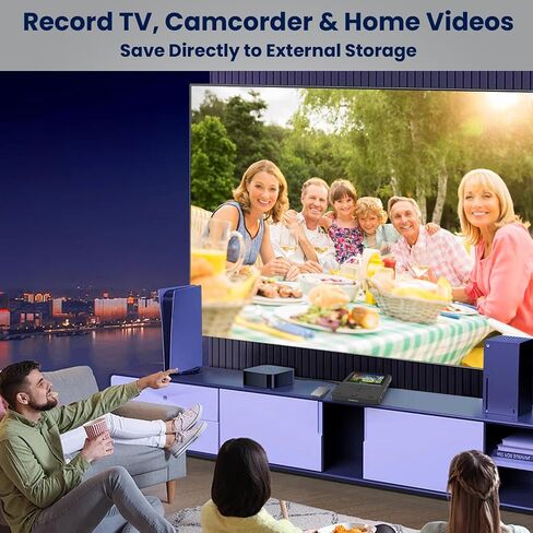 Video Recorder Converter | HDMI/AV to USB/SD Card | Convert VHS, DVD, Camcorder to Digital MP4 | Wireless File Transfer via Mobile APP | Media Player with TV Output（Black） in Kuwait
