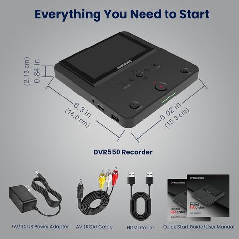 Video Recorder Converter | HDMI/AV to USB/SD Card | Convert VHS, DVD, Camcorder to Digital MP4 | Wireless File Transfer via Mobile APP | Media Player with TV Output（Black） in Kuwait