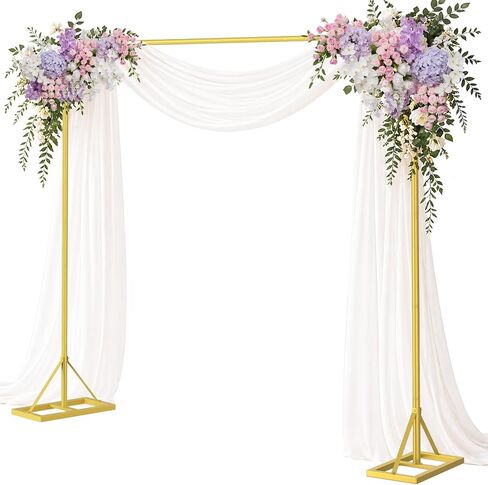 EMART 8FT Square Backdrop Stand Heavy Duty, Gold Metal with Triangle Base. Metal Backdrop Stand Kit Includes Water Bags & Ground Spikes, Portable Back Drop Stand for Party, Wedding, Birthday, Photo. in Kuwait