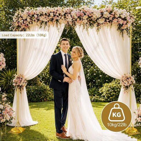 EMART 8FT Square Backdrop Stand Heavy Duty, Gold Metal with Triangle Base. Metal Backdrop Stand Kit Includes Water Bags & Ground Spikes, Portable Back Drop Stand for Party, Wedding, Birthday, Photo. in Kuwait