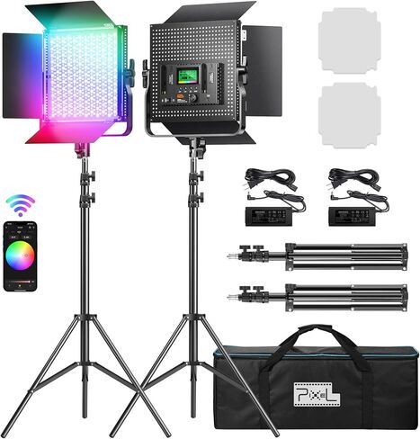 Pixel K80 Bi Color Photography Lighting with Remote, 2-Pack 45W 3200K-5600K Dimmable LED Video Light, Panel Light for Studio/Gaming/Streaming/YouTube/Videography/Film/Video Recording in Kuwait