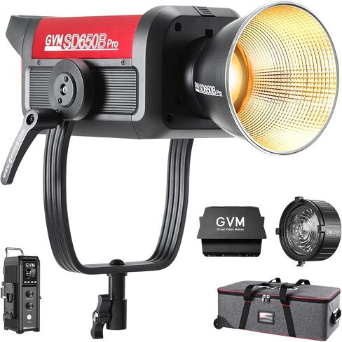 GVM Pro SD650B 650W LED Video Light with Fresnel Lens and Barndoors, Bi-Color COB Studio Light 2700K-6800K, CRI 97+, Bowens Mount Continuous Photography Lighting for Video Recording, Film, YouTube in Kuwait