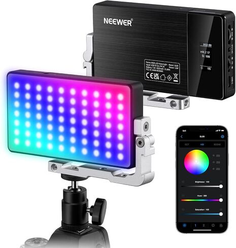 NEEWER RGB Video Light, 2500-10000K CRI97+ On Camera Selfie Light with App & 2.4G Control, 18 Light Scenes, 4300mAh Battery for Photography, SL90 in Saudi Arabia