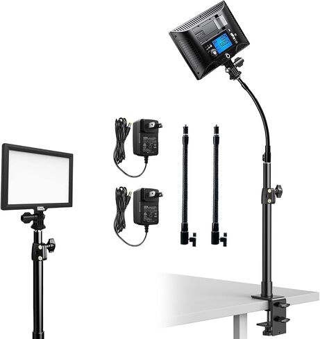 2 Packs LED Video Key Light,Streaming Light Dimmable Bi-Color 3200-5600k Video Conference Lighting with Gooseneck Tubes Desk Panel Lights for Podcast/Streaming/Gaming/Zoom Call/Broadcast/YouTube in Kuwait