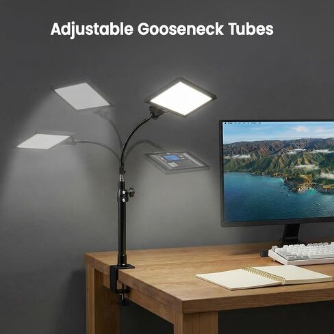 2 Packs LED Video Key Light,Streaming Light Dimmable Bi-Color 3200-5600k Video Conference Lighting with Gooseneck Tubes Desk Panel Lights for Podcast/Streaming/Gaming/Zoom Call/Broadcast/YouTube in Kuwait