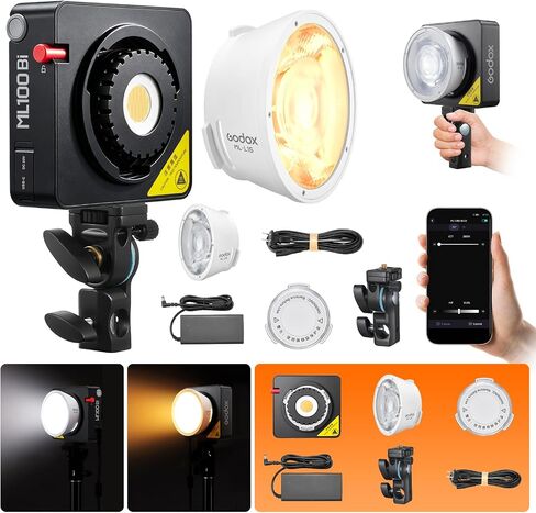 Godox ML100R RGB LED Video Light with Powerful Grip & Carry Case, 110W Full-Color, 1800K-10000K CRI 97+/TLCI 98+, 14 FX Effects APP Control Portable Video Light for Streaming/Outdoor Photography in Kuwait