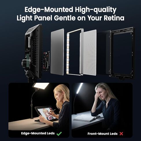 2 Packs LED Video Key Light,Streaming Light Dimmable Bi-Color 3200-5600k Video Conference Lighting with Gooseneck Tubes Desk Panel Lights for Podcast/Streaming/Gaming/Zoom Call/Broadcast/YouTube in Kuwait