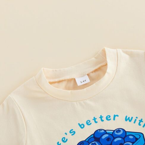 Toddler Girls Boys Tee Strawberry Print T-Shirt Kids Short Sleeve Fruit Vegetable Shirt Cute Summer Top Clothes (White, 1-2 Years) in Kuwait