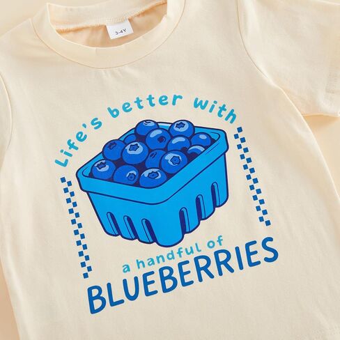 Toddler Girls Boys Tee Strawberry Print T-Shirt Kids Short Sleeve Fruit Vegetable Shirt Cute Summer Top Clothes (White, 1-2 Years) in Kuwait