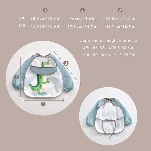 Baby Long Sleeved Smock Bibs Shirt for Girl or Boy, Toddler, 6-36 Months, Essential Must Have for Eating, Feeding, Baby Led Weaning Supplies, Long Sleeve Mess Saving Food Catcher, in Kuwait