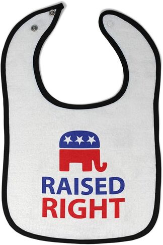 Toddler & Baby Bibs Burp Cloths Flags Raised Right with an American Republican Flag Cotton Baby Items for Baby Girl & Boy White Black Design Only in Kuwait