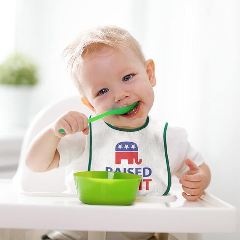 Toddler & Baby Bibs Burp Cloths Flags Raised Right with an American Republican Flag Cotton Baby Items for Baby Girl & Boy White Black Design Only in Kuwait