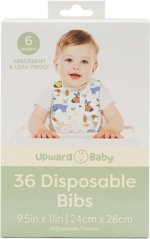 UpwardBaby Disposable Bibs - BPA Free - 36 Waterproof Disposable with Animal Pattern in Kuwait