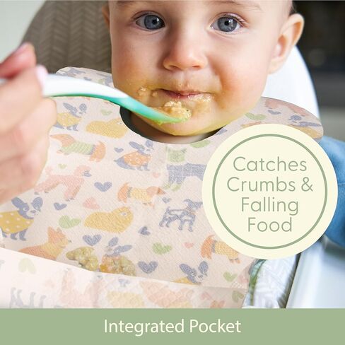 UpwardBaby Disposable Bibs - BPA Free - 36 Waterproof Disposable with Animal Pattern in Kuwait