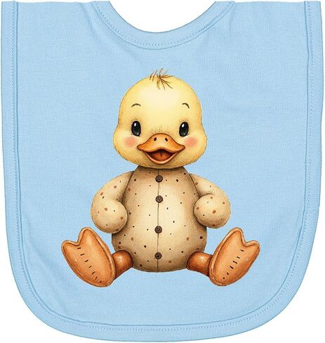 inktastic Vintage Knitted Plush Yellow Duck Newborn Bib in Saudi Arabia