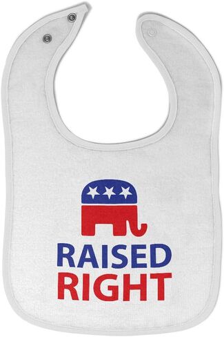 Toddler & Baby Bibs Burp Cloths Flags Raised Right with an American Republican Flag Cotton Baby Items for Baby Girl & Boy White Design Only in Kuwait