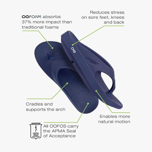 OOFOS OOriginal Recovery Sandal, Navy - Women’s Size 12, Men’s Size 10 in Kuwait