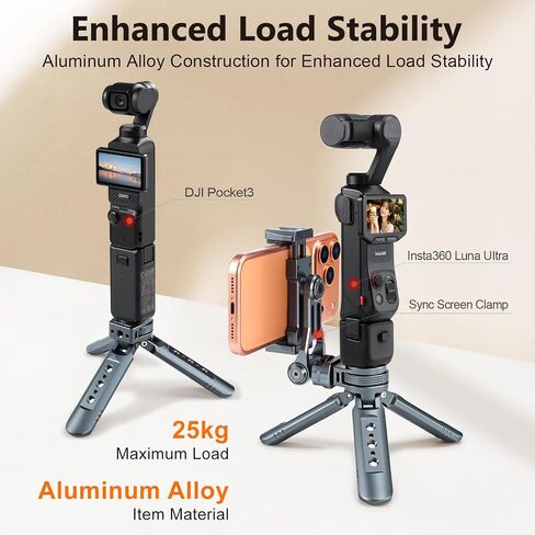 Mini Metal Tripod, Compact Camera Grip, Compatible with DJI Osmo Pocket 3/Pocket 4 and Insta360 Luna Ultra Cameras, for Desktop Setup and Handheld Recording, Load Capacity: 25 kg / 55 lbs in Kuwait