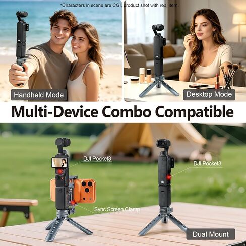 Mini Metal Tripod, Compact Camera Grip, Compatible with DJI Osmo Pocket 3/Pocket 4 and Insta360 Luna Ultra Cameras, for Desktop Setup and Handheld Recording, Load Capacity: 25 kg / 55 lbs in Kuwait