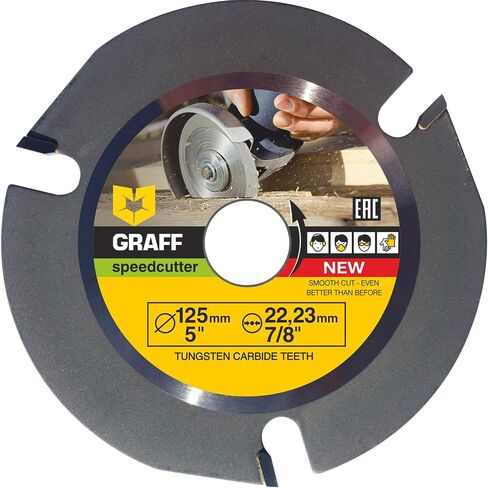 GRAFF SPEEDCUTTER 5 Inch Wood Carving Disc for Angle Grinder - Circular Saw Blade for Cutting, Sculpting & Shaping - 7/8 Inch Arbor - 125mm in Kuwait