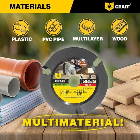 GRAFF SPEEDCUTTER 5 Inch Wood Carving Disc for Angle Grinder - Circular Saw Blade for Cutting, Sculpting & Shaping - 7/8 Inch Arbor - 125mm in Kuwait