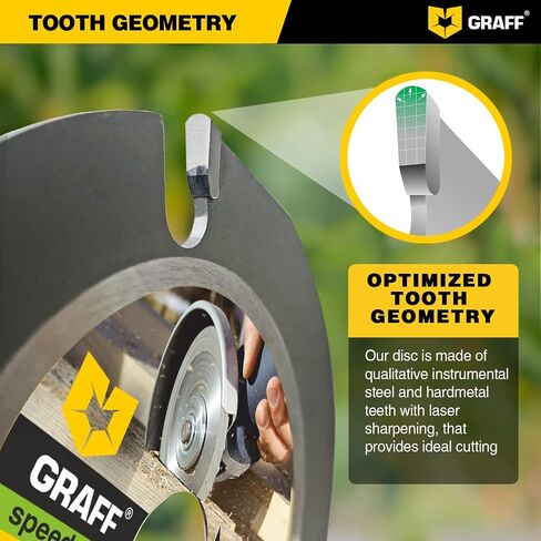 GRAFF SPEEDCUTTER 5 Inch Wood Carving Disc for Angle Grinder - Circular Saw Blade for Cutting, Sculpting & Shaping - 7/8 Inch Arbor - 125mm in Kuwait