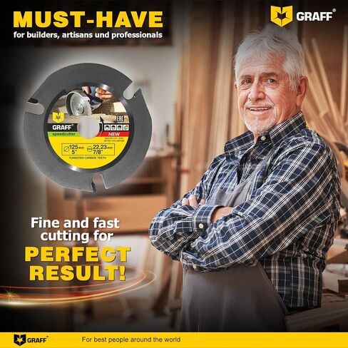 GRAFF SPEEDCUTTER 5 Inch Wood Carving Disc for Angle Grinder - Circular Saw Blade for Cutting, Sculpting & Shaping - 7/8 Inch Arbor - 125mm in Kuwait