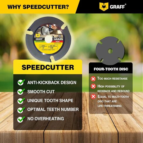 GRAFF SPEEDCUTTER 5 Inch Wood Carving Disc for Angle Grinder - Circular Saw Blade for Cutting, Sculpting & Shaping - 7/8 Inch Arbor - 125mm in Kuwait