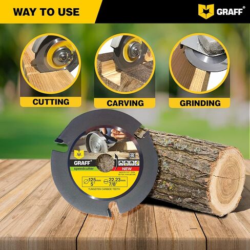 GRAFF SPEEDCUTTER 5 Inch Wood Carving Disc for Angle Grinder - Circular Saw Blade for Cutting, Sculpting & Shaping - 7/8 Inch Arbor - 125mm in Kuwait