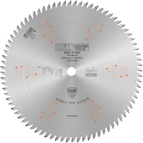CMT 283.680.10 Orange Chrome Carbide Full Kerf 10" Ultimate Crosscutting Blade, 80 Teeth, High Alternate Top Bevel Grind (HiATB), 0.126" Kerf in Kuwait