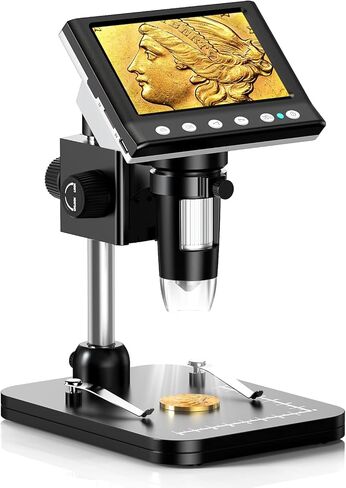 Hayve 4.3'' IPS Coin Microscope 1000X Magnification Digital Microscope | DM7 Coin Collection Supplies, 8 Adjustable LEDs, PC View, Windows/Mac Compatible in Kuwait