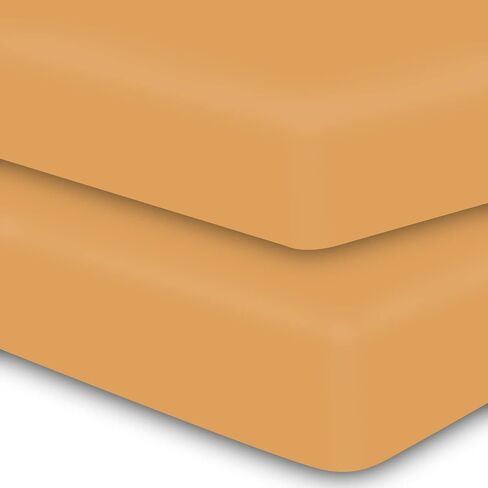 MOONQUEEN 2-Pack Baby Fitted Crib Sheets - Soft Breathable Microfiber Toddler Nursery Sheet Set for Boys and Girls, Fits Standard Size Crib Mattress 28 x 52 x 8in, orangey in Kuwait